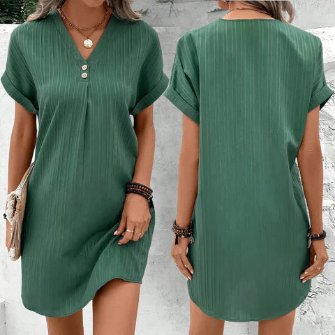 Bequemes Kleid mit V-Ausschnitt | Luftiges Sommerkleid