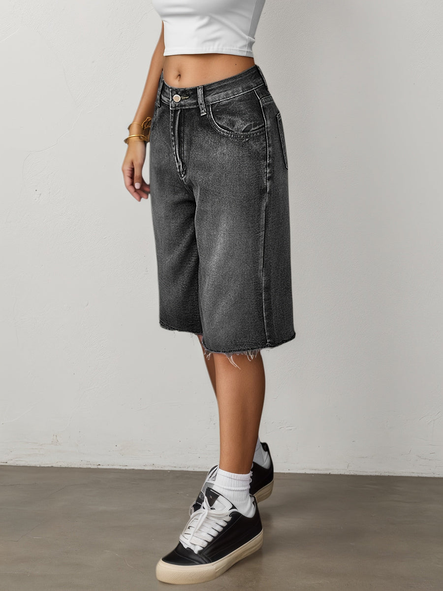Bermuda Jeans Shorts Damen High Waist