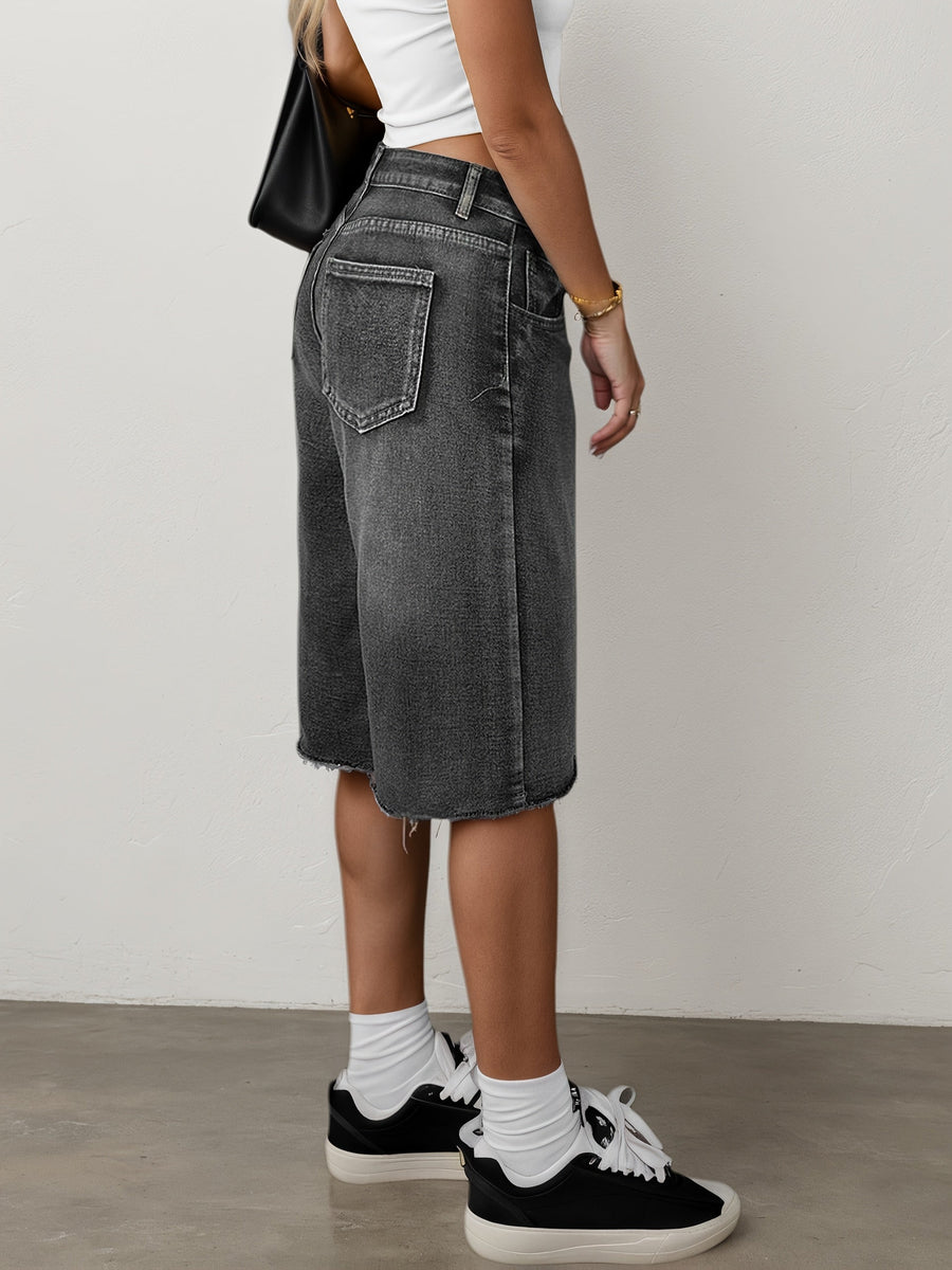 Bermuda Jeans Shorts Damen High Waist