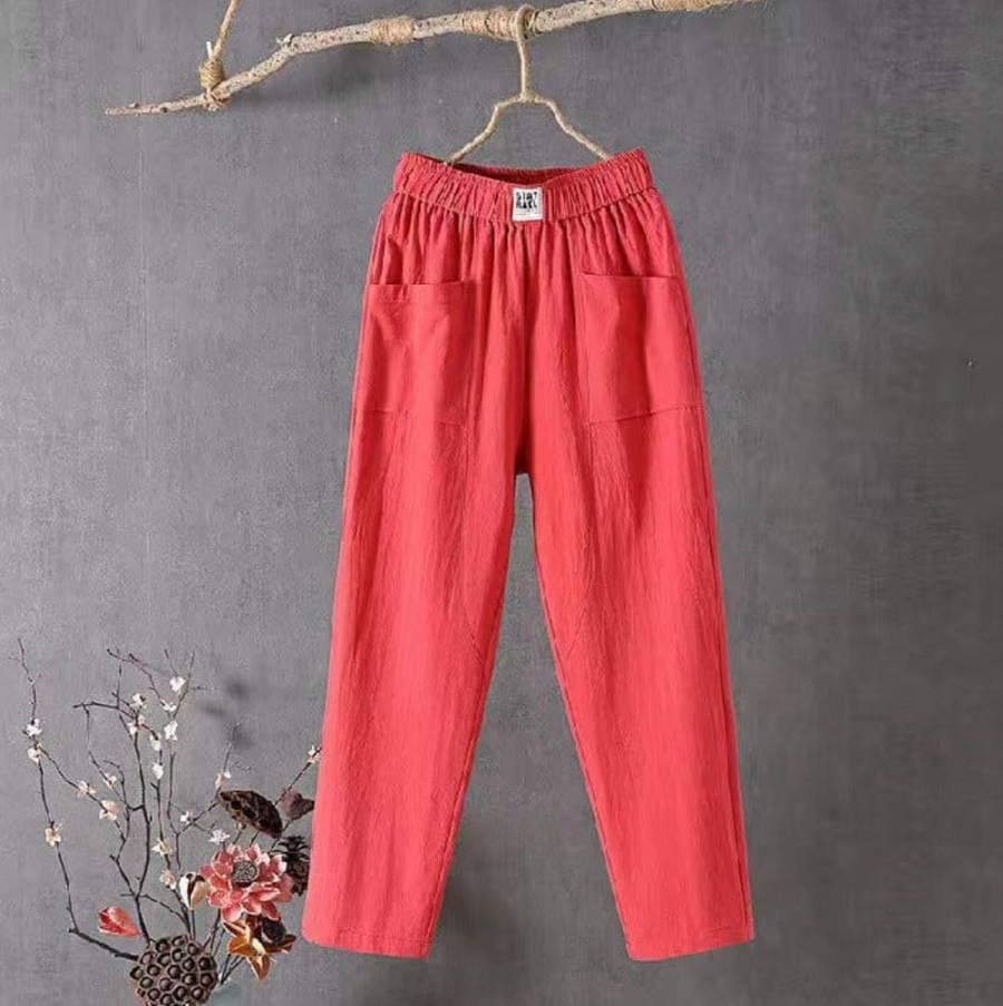 Heidi-Mode | Lässige Hose aus Baumwolle und Leinen mit Elastischem Bund
