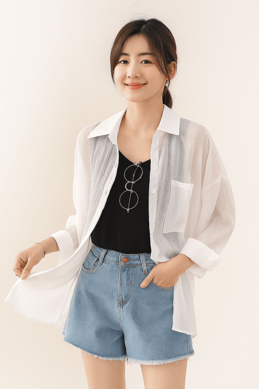 Bluse mit Knopfleiste und Brusttasche Damen | Lockerer Schnitt & Pflegeleichter Look