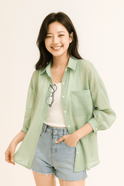 Bluse mit Knopfleiste und Brusttasche Damen | Lockerer Schnitt & Pflegeleichter Look