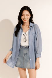 Bluse mit Knopfleiste und Brusttasche Damen | Lockerer Schnitt & Pflegeleichter Look