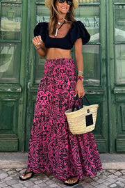 Boho Maxirock mit lebhaftem Blumendruck