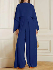 Heidi - Jumpsuit in Unifarbe mit weitem Bein