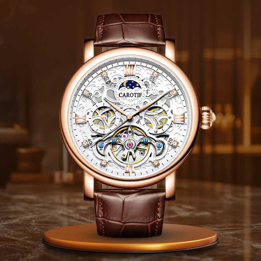 GERALD® MECHANISCHE AUTOMATIK-ARMBANDUHR AUS LERNCHE