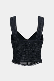 Amy | Korsett-Top mit floraler Stickerei & Mesh