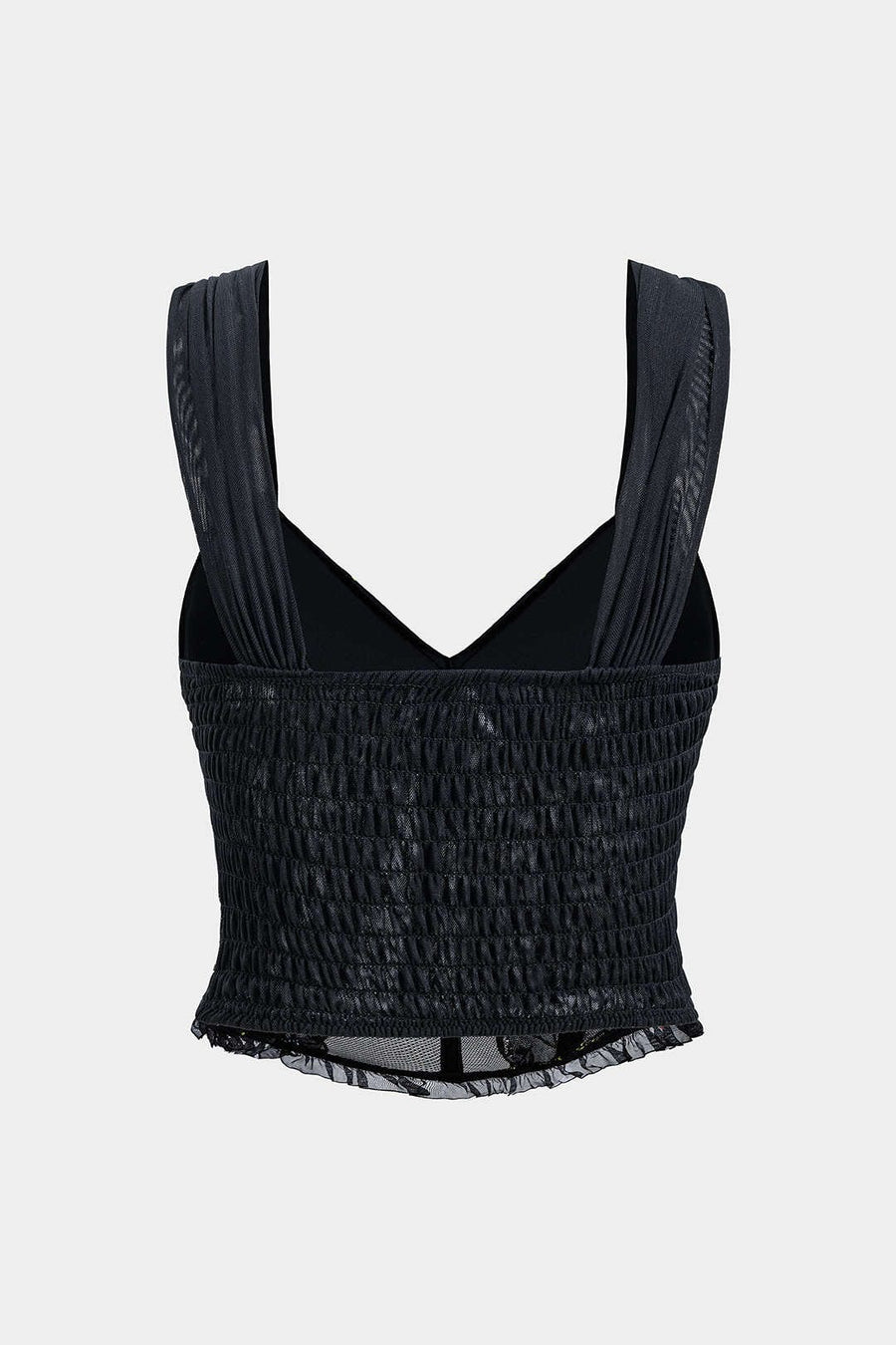 Amy | Korsett-Top mit floraler Stickerei & Mesh