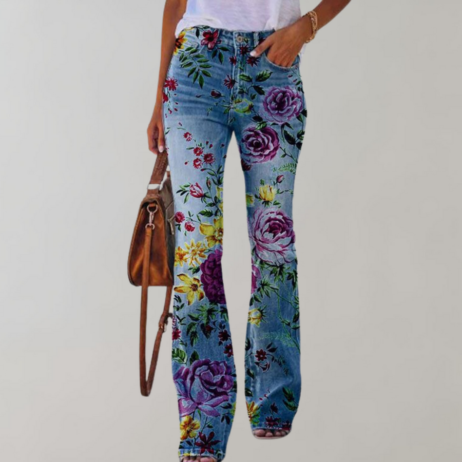 Damen Hose Mit Weitem Bein High Waist | Bedruckt
