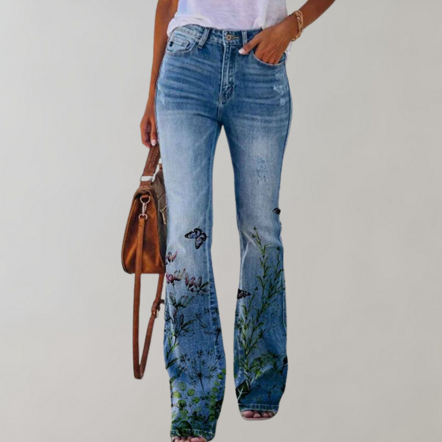 Damen Hose Mit Weitem Bein High Waist | Bedruckt
