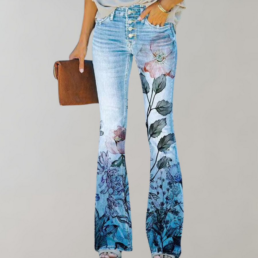 Damen Hose Mit Weitem Bein High Waist | Bedruckt