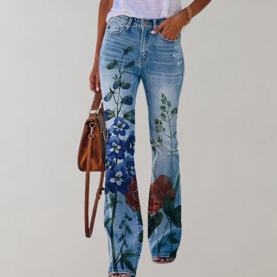 Lilly | Flared Jeans mit Blumenmuster