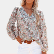 Damenbluse – Baumwollmix – Blumenmuster – Puffärmel – Sommerdesign