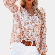 Damenbluse – Baumwollmix – Blumenmuster – Puffärmel – Sommerdesign