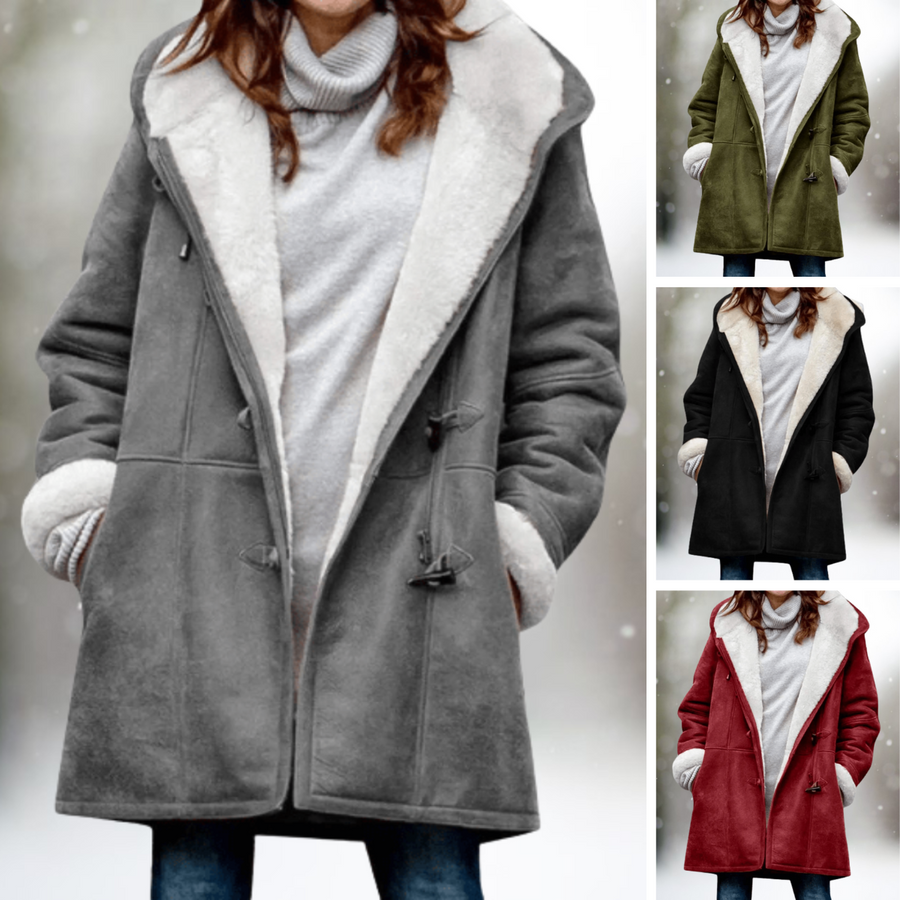 Warmer Damen Wintermantel mit Fleece-Futter – Modischer Mantel mit Kapuze, ideal für kalte Tage