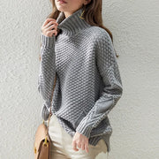 Carolin | Damen High-Neck Grobstrickpullover