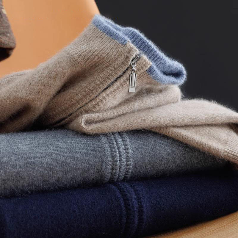Reißverschluss Strickjacke Für Herren | Minimalistischer Stil Mit Stehkragen