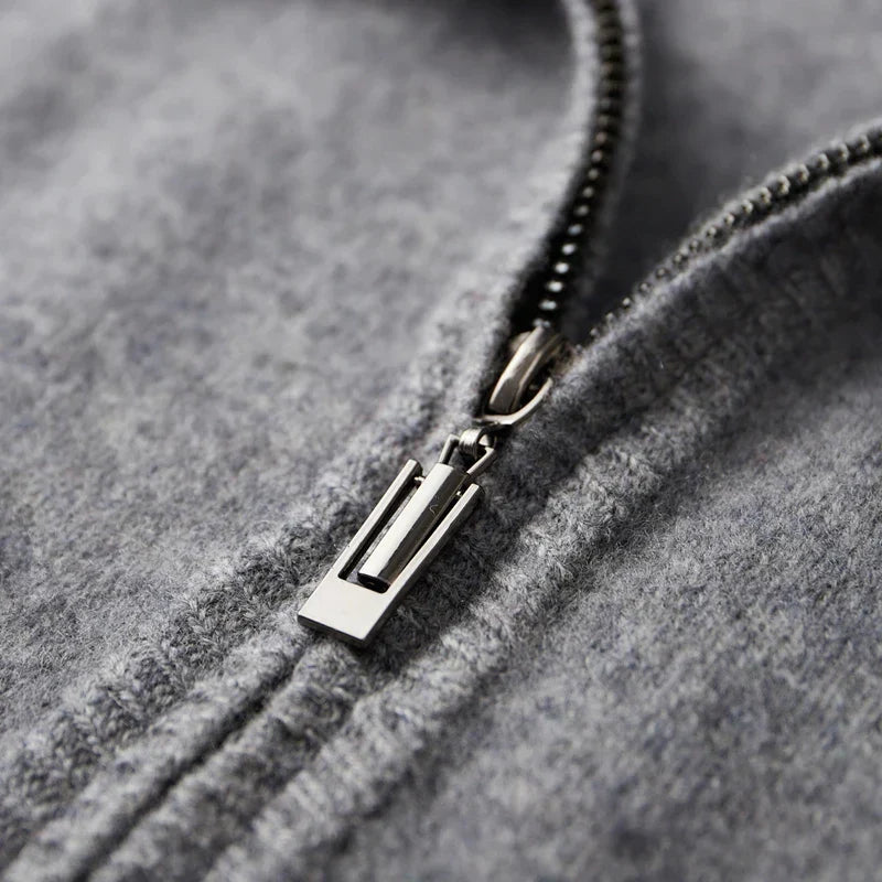 Reißverschluss Strickjacke Für Herren | Minimalistischer Stil Mit Stehkragen
