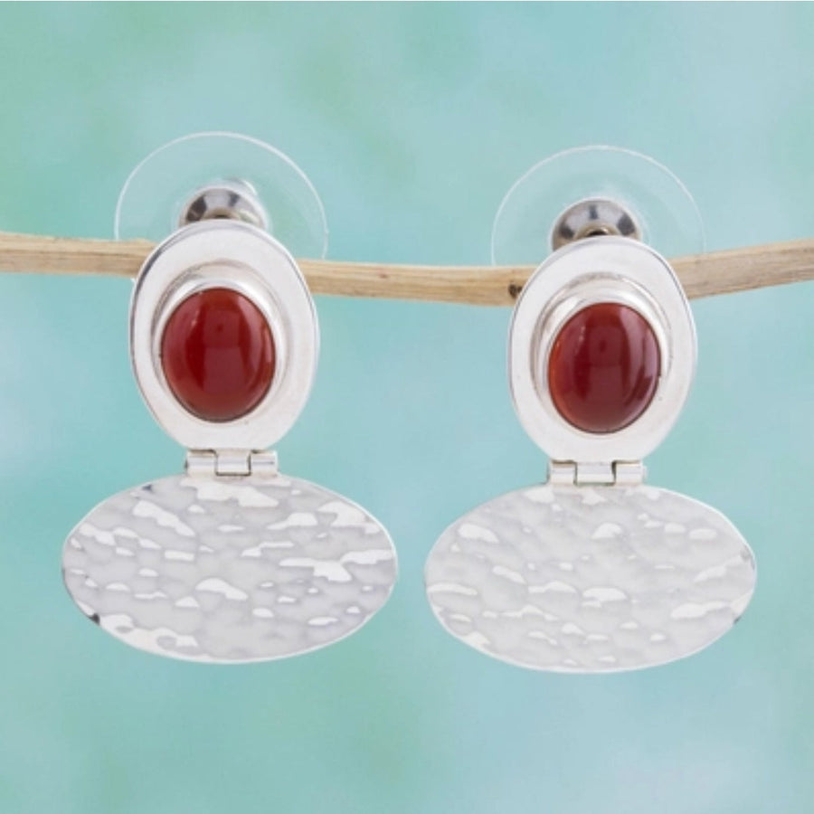 Vintage-Ohrringe in Silber und Rot