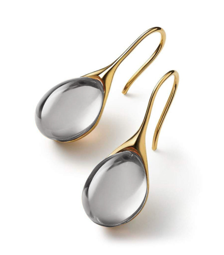 Krystal-Tropfenohrringe aus Gold und Silber