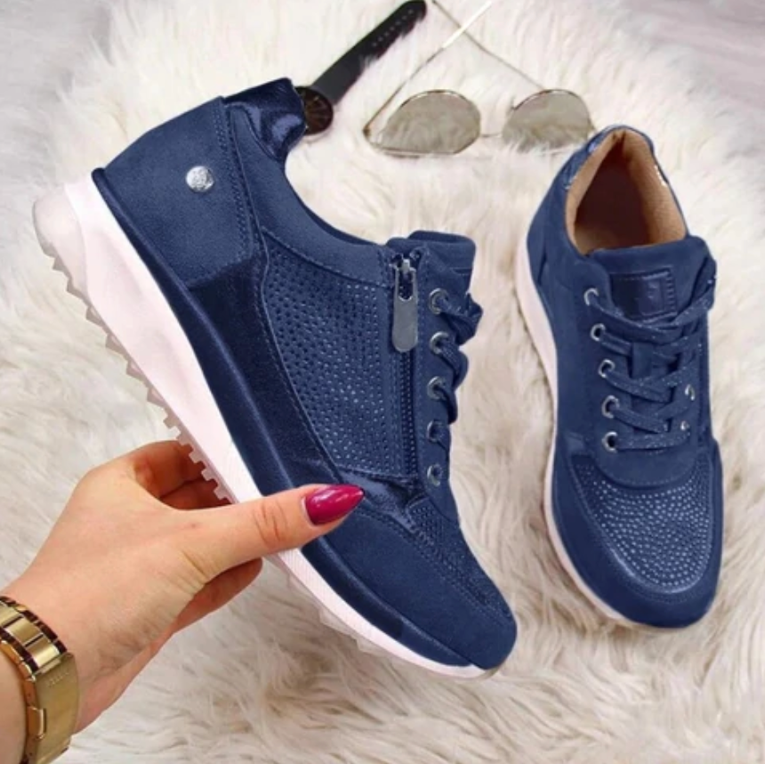 Isa  - Orthopädische Schuhe Moderne Metallic-Casual-Sneaker | Sneaker aus Wildleder und Mesh mit bequemer Passform