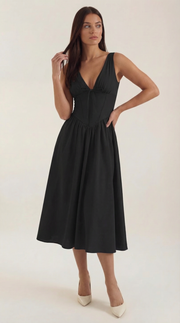Vestito midi scollo a V Cassiopeia | Elegante abito estivo
