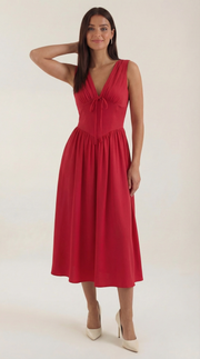 Vestito midi scollo a V Cassiopeia | Elegante abito estivo