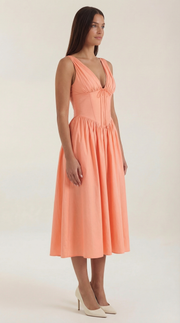 Vestito midi scollo a V Cassiopeia | Elegante abito estivo