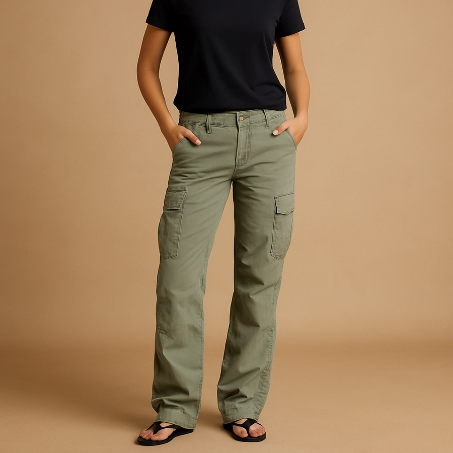 Damen-Cargohose mit hoher Taille