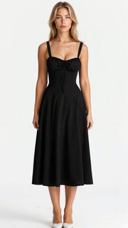 Cerene | Geblümtes Midikleid mit Korsett-Mieder für Damen