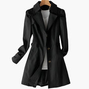 Gabriela | Damen Klassischer Langer Trenchcoat mit Knöpfen vorne