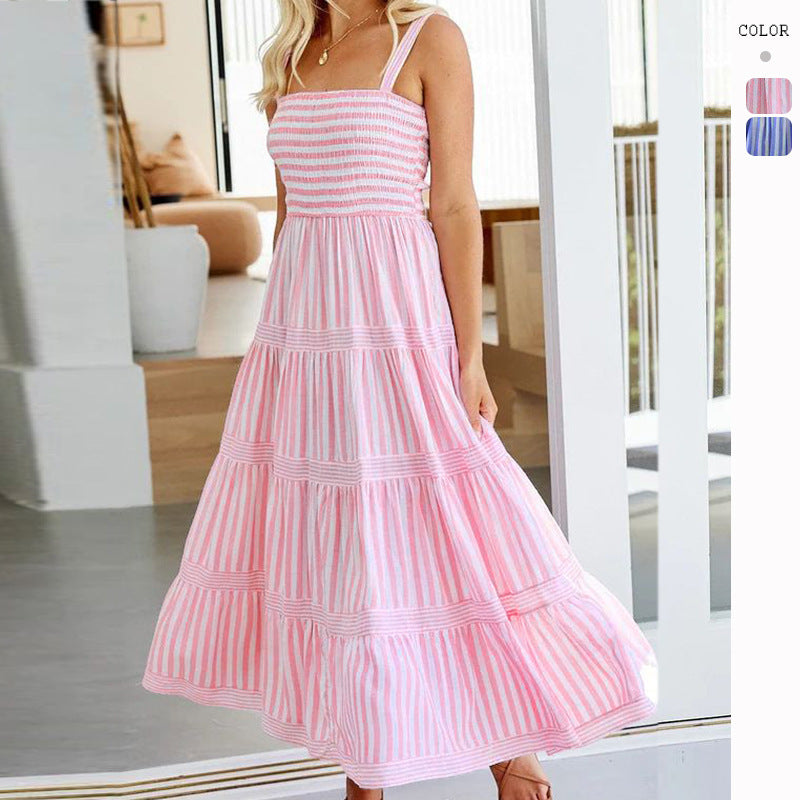 Charlene- Langes gestreiftes Kleid für den Frühling