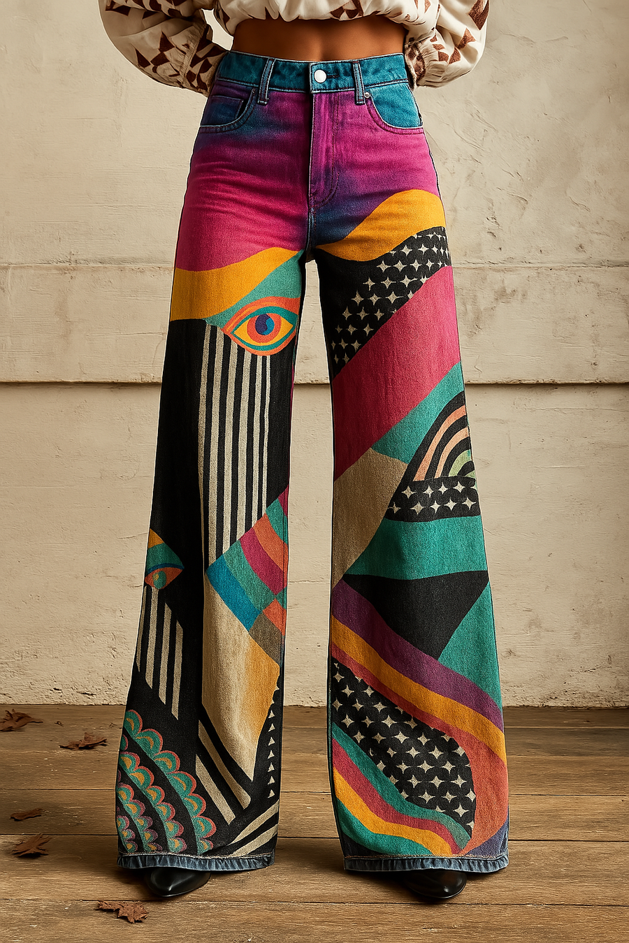 Sophia | Stylische Weite-Hosen mit Grafik