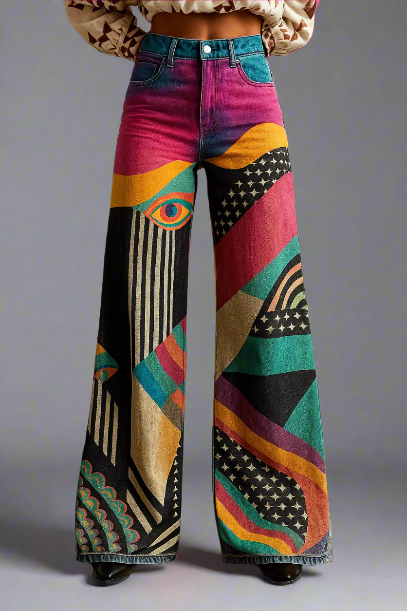 Sophia | Stylische Weite-Hosen mit Grafik