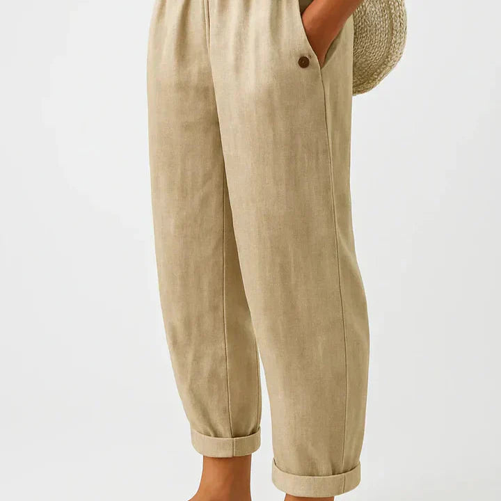 Romina™ Zeitlose Leinenhose | Leinen-Baumwolle Damenhose