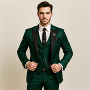 Dreiteiliger Herrenanzug in Slim Fit – Elegante Weste mit Satinrevers für formelle Hochzeiten