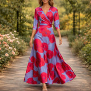 Fleur™ - Elegante Blumenkleid mit V-Ausschnitt