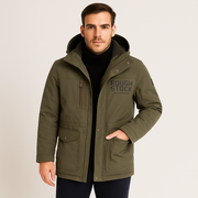 Friedrich | Herren Winter-Fleecejacke mit Kapuze und Reißverschluss