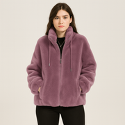 Kortney | Rote Plüschjacke aus Kunstpelz