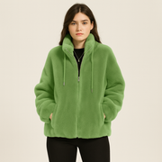 Kortney | Rote Plüschjacke aus Kunstpelz