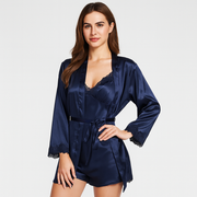 Elegantes 5-in-1-Pyjama-Set für Damen – Premium-Loungewear-Set mit Bademantel und passenden Teilen