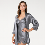 Elegantes 5-in-1-Pyjama-Set für Damen – Premium-Loungewear-Set mit Bademantel und passenden Teilen