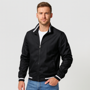 Herren-Bomberjacke mit gestreiftem Besatz