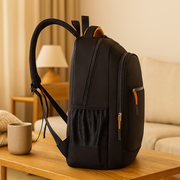 Laptop-Rucksack mit großem Fassungsvermögen – Stilvolle schwarze Reise- und Businesstasche aus Nylon mit verstellbaren Riemen