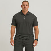 Herren Sommer Casual Set – Leichtes Oberteil mit Golfkragen und einfarbige Shorts mit Taschen