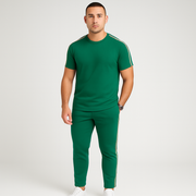Retro-Streetwear-Set für Herren – Loose Fit T-Shirt mit Seitenstreifen und passender Hose