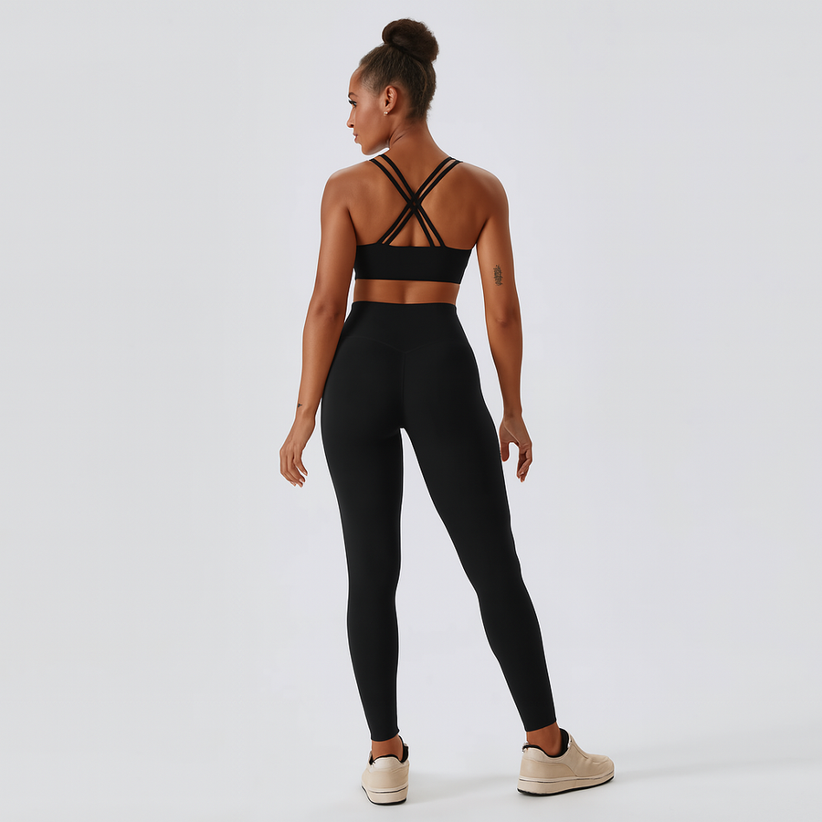 Nahtloses Yoga- und Pilates-Set für Damen – Leggings und Top mit hoher Taille, 2-teilige Activewear