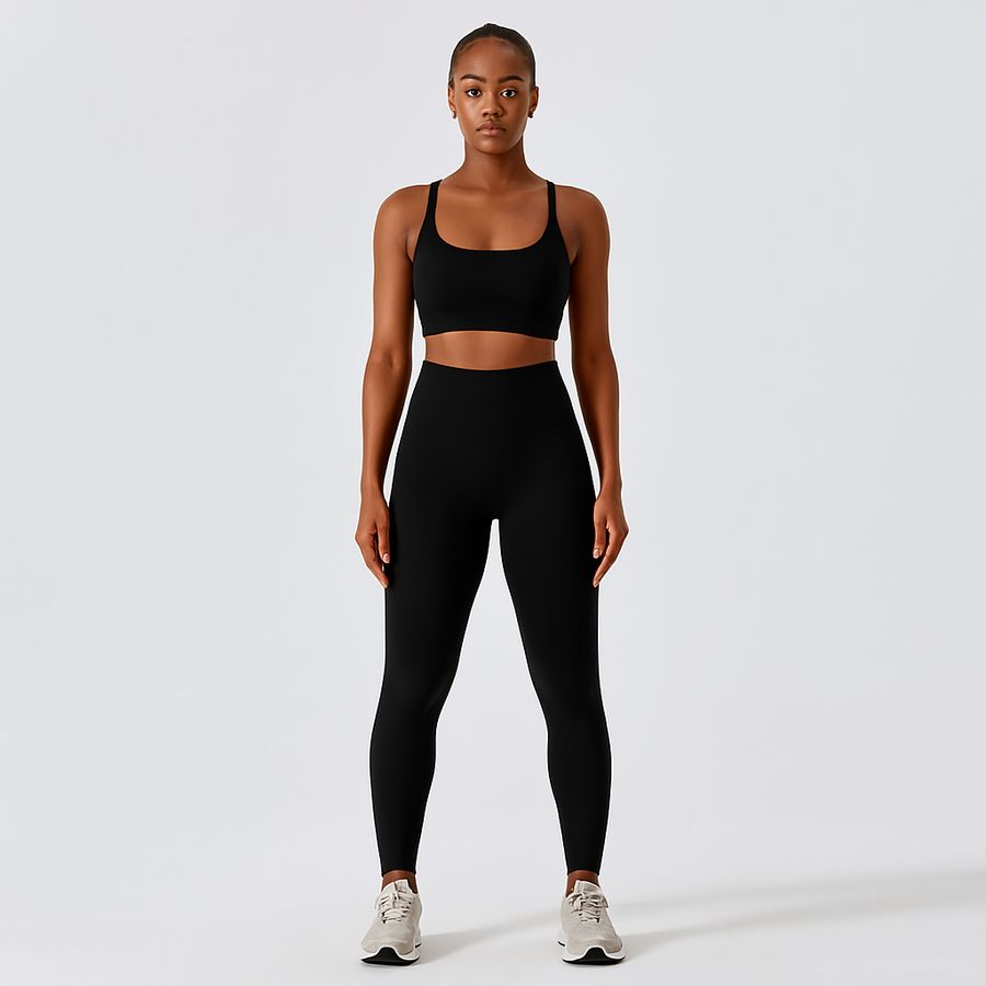 Nahtloses Yoga- und Pilates-Set für Damen – Sport-BH, Shorts mit hoher Taille und Leggings