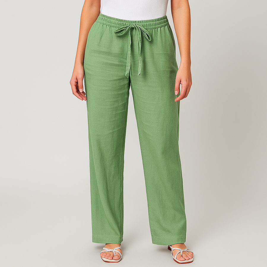 Gwyneth – Elegante Leinenhose Mit Bindegürtel