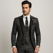 Dreiteiliger Herrenanzug in Slim Fit – Elegante Weste mit Satinrevers für formelle Hochzeiten